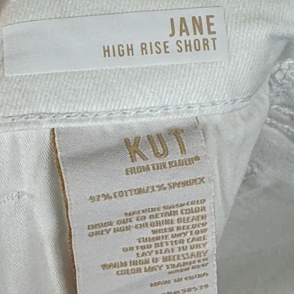 Kut from the Kloth Jane High Rise White Jean Shorts Size 12 NWT Stretch Denim